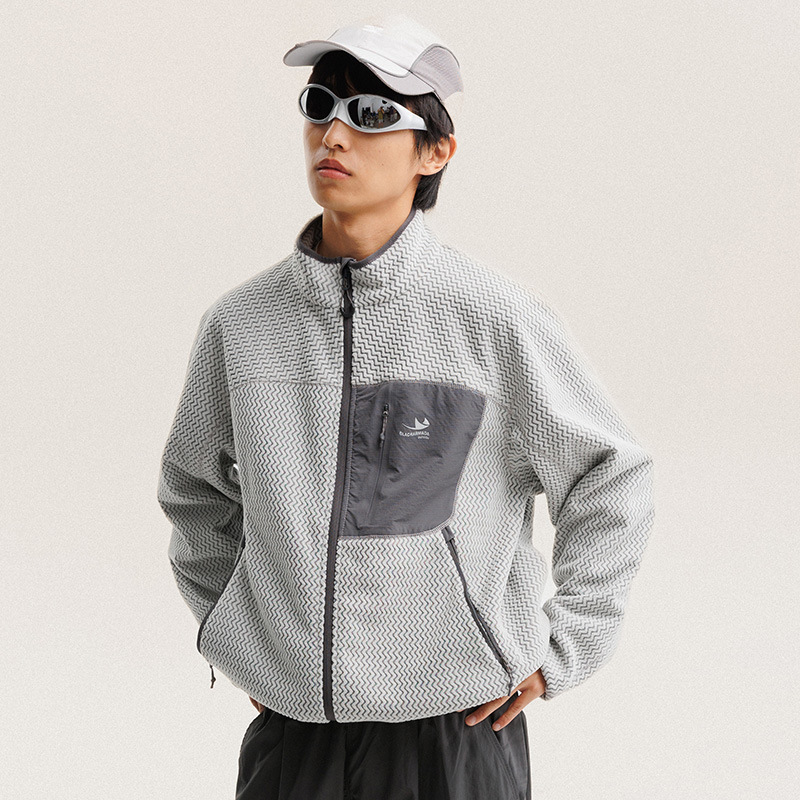 Outdoor Sport Coat - Veste polaire à rayures ondulées pour
